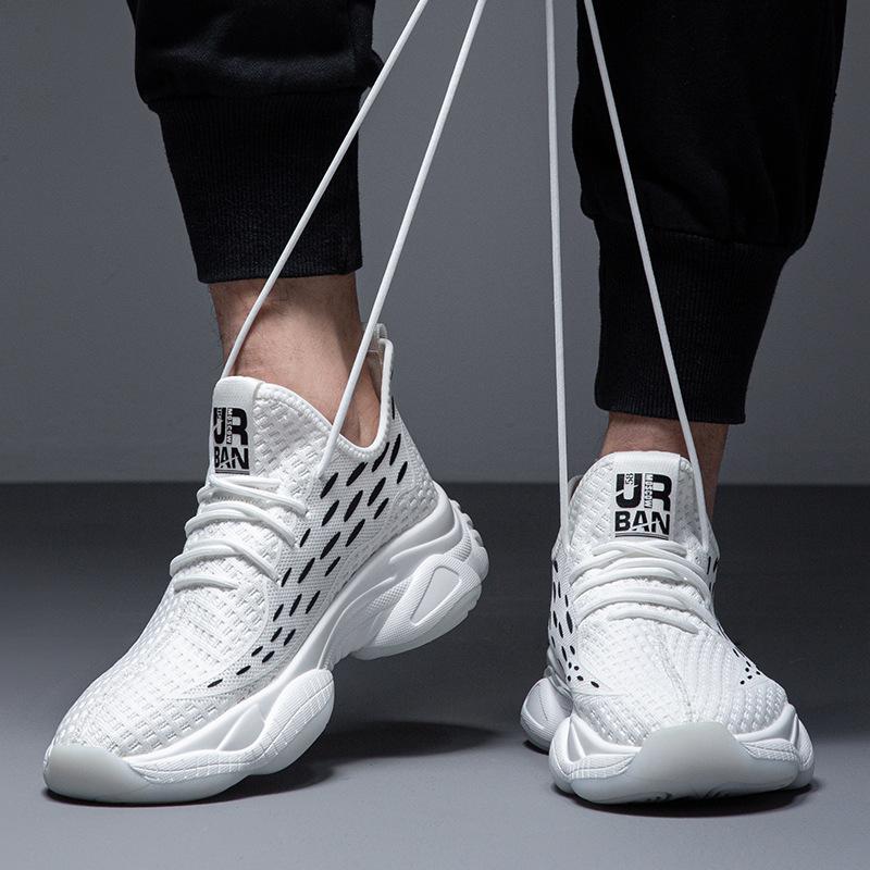 Мужская обувь очень большого размера, новые сетчатые спортивные туфли лето 2025, модная повседневная обувь, папины кроссовки на толстой подошве с внутренней высотой