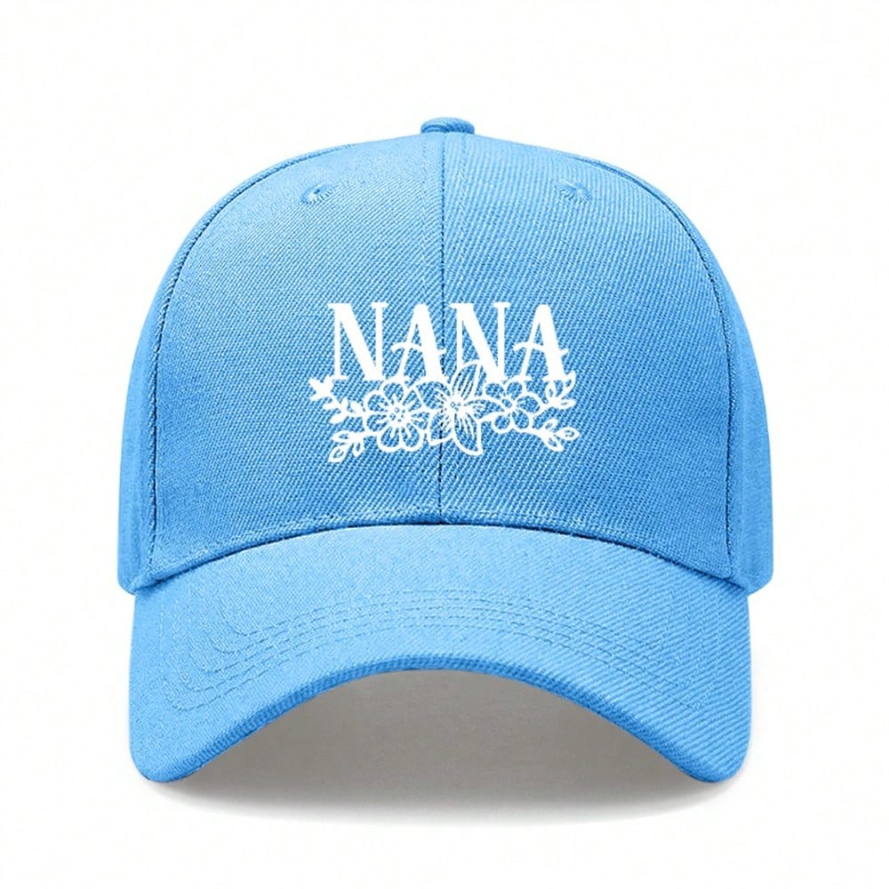 Black Baseball Cap - Letter "NANA" Print Polyester Adjustable Breathable Curved Brim Sun Protection Casual Outdoor Sports For Grandma Gift