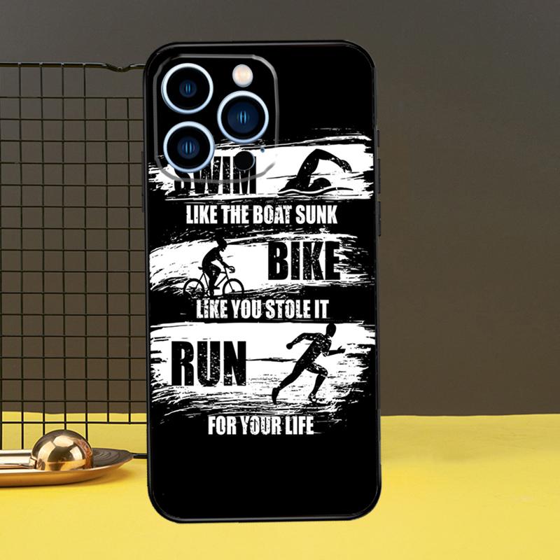 Чехол для телефона Triathlon Swim Bike Run для iPhone 11 12 13 14 16 15 Pro Max Mini 7 8 Plus X XR XS Max