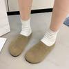 Fashion Faux Suede Flat Slippers Women New 2024 Autumn Vintage Close Toe Mules Shoes Woman Soft Sole Cork Slides Outdoor Slippers