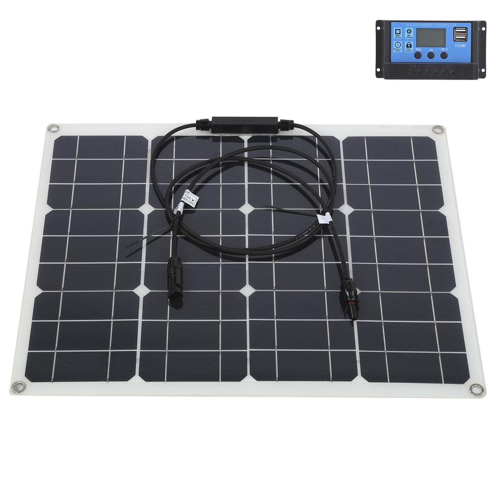 40W Solar Panel Dual USB Charger with 12V/24V PWM Controller 3.3ft Extension Cable20A