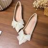 Bow New Bridesmaids New Spring Flat Pointed Late All-match Doudou Single Shoes