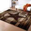 Retro Texas Star Washable Area Rugs Brown Wood Grain Wire Non Slip Rugs for Living Room Bedroom, Low Pile Floor Mat Large Indoor