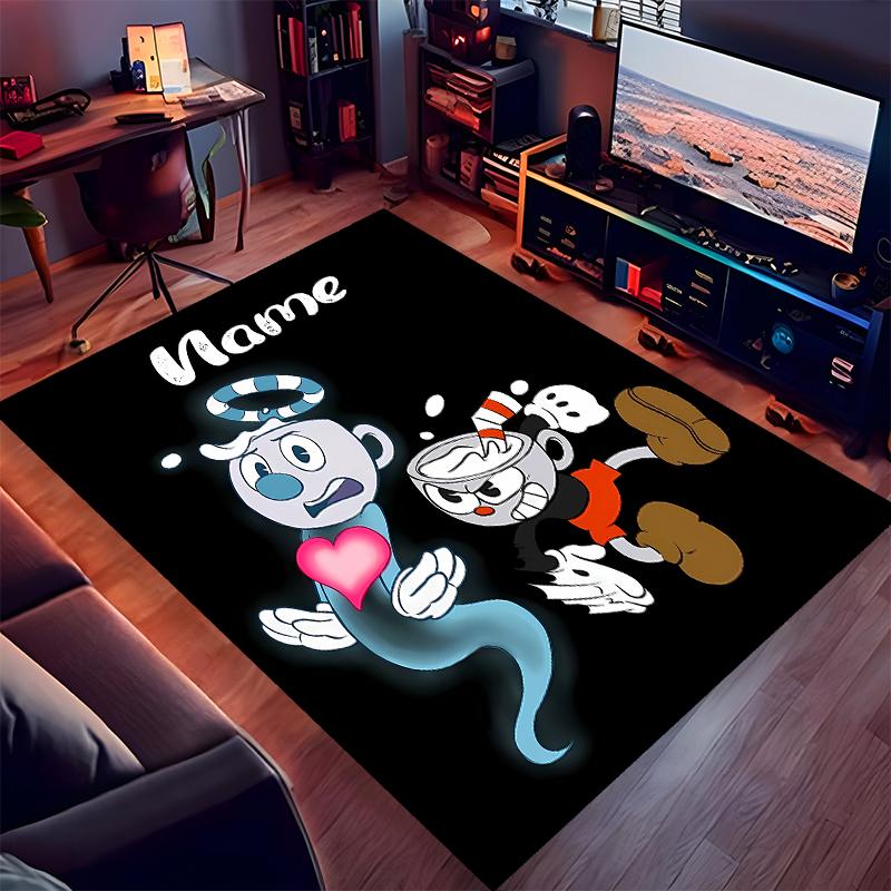 Custom personalization Cuphead Print Area Rug - Soft, Washable Non-Slip Indoor Mat,Living Room,Home&Office Decorative Rug