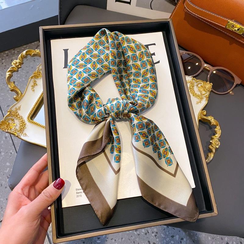 High-end large square scarf silk scarf women's new versatile neck summer thin bag head mother scarf with shawl