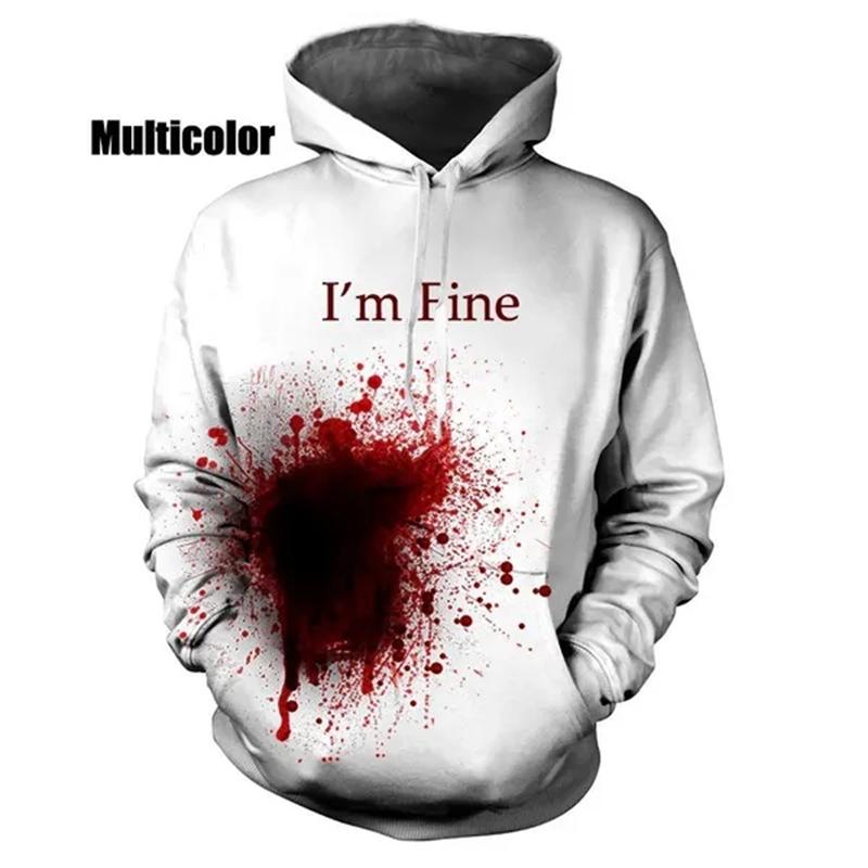 New Fashion Horror Bloody 3D Print Hoodies Men Women Oversized Hoodie Pullovers Hooded Sweatshirts Tracksuit Coats Kid Clothing