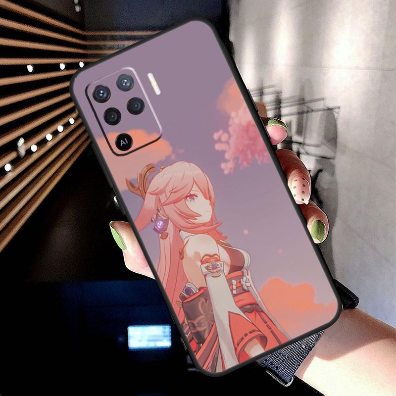 Чехол Genshin Impact Яэ Мико для Oppo A17 A57 A77 A76 A16 A96 A18 A60 A80 A40 A38 A58 A78 A98 A94 A74 A54 A15 A5 Pro