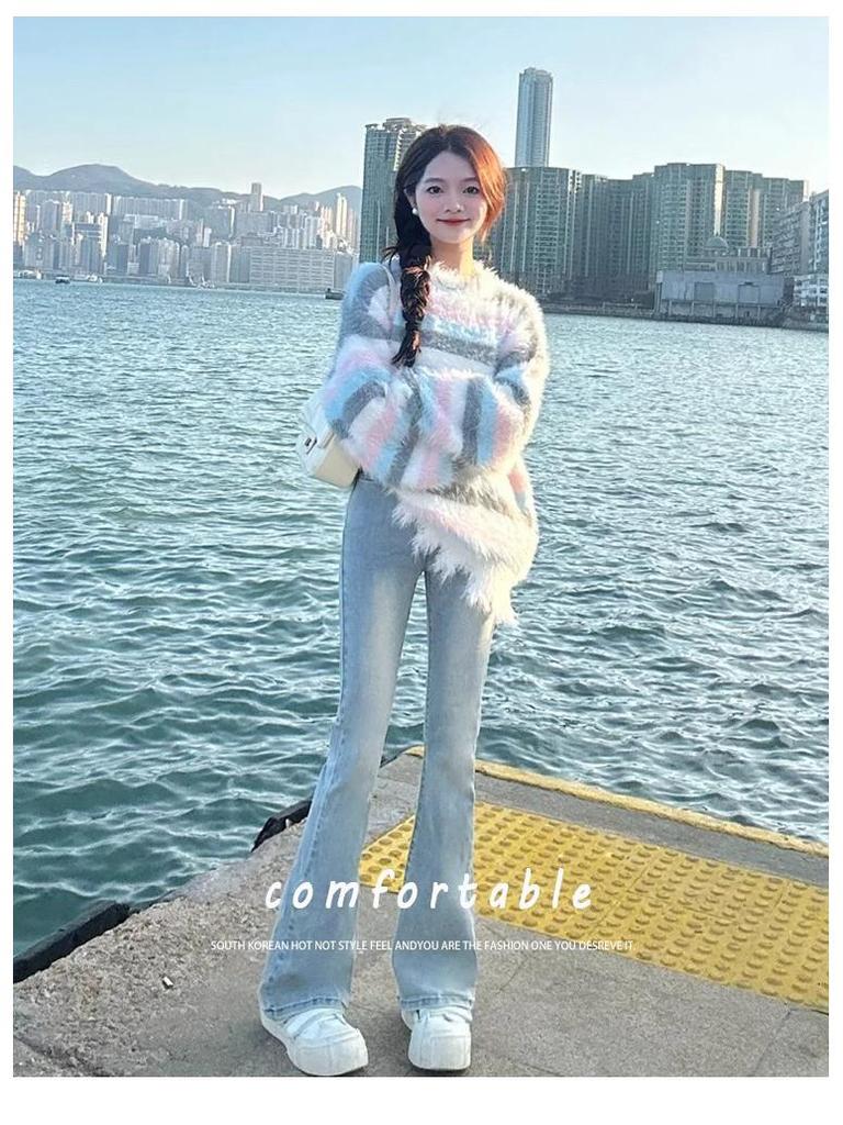 High-Waisted Light Blue Flared Jeans for Tall Women - Summer 2025 Slim-Fit Bell-Bottoms