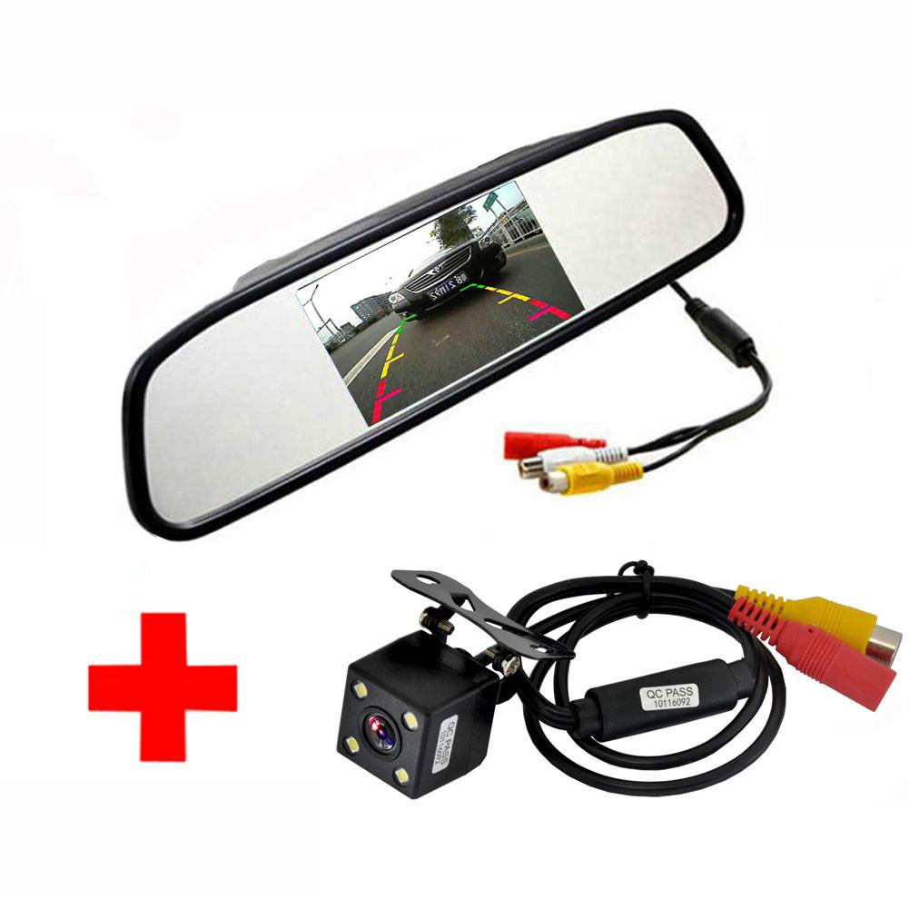 Parking Monitor, 4.3 Inch Car Mirror Monitor with Night Reversing CCD Car Rear View Camera