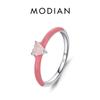 Modian Стерлингового Серебра 925 Новый Дизайн Розовая Эмаль Кольцо Модное Сердце Опал Штабелируемые Ювелирные Изделия Для Женщин Партия Изящных Ювелирных Изделий Подарок