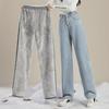 Women's 2022 Winter Plush High-Waist Wide-Leg Jeans - Korean Style Slim, Straight, Loose Fit