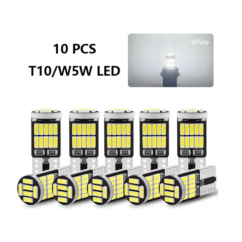 10 шт. T10 W5W 194 501 Светодиодная лампа Canbus без ошибок Автомобильный салонный свет 26 SMD 4014 Чип Чистый белый Лампа подсветки приборов Автомобильная лампа