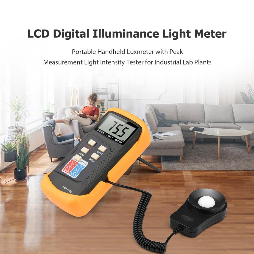 Digital Illuminance Light Meter Manual Range 200 To 200,000 Lux LCD Photometer Portable Handheld