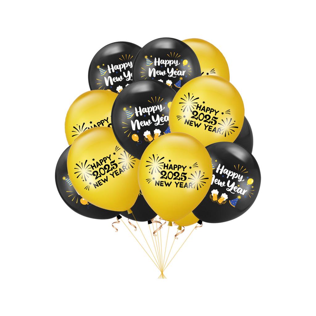 10pcs 2025 Latex Balloons 12Inch Happy New Year Baloon Christmas Gold Black Gray Ballons Xmas Home Decoration Party Supply