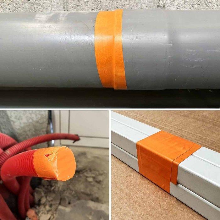 TECPLAST Ruban adhésif PVC orange bâtiment 50 mm x 33 m - 1 rouleau adhésif de chantier orange