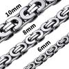 Stainless Steel Silvery Flat Byzantine Chain Link Necklace for Men and Women, Available In 6mm, 8mm, and 10mm Widths and 18-28 Inch Lengths