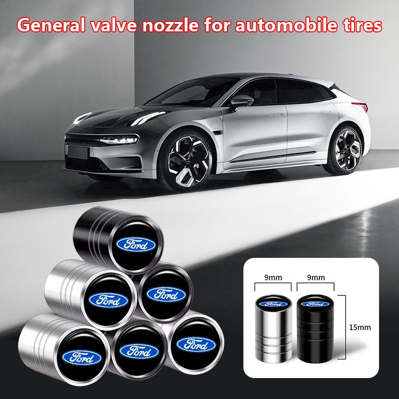 4PCS Car Badge Wheel Tires Valve Caps Tyre Valve Stem Covers For Ford Edge Kuga Ghia Transit Mustang Shelby Fiesta Mondeo Focus