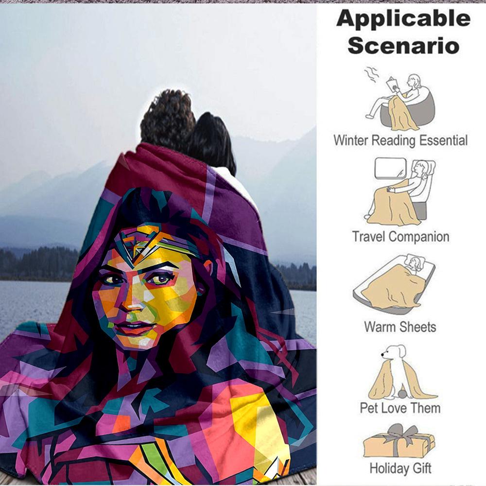 1 шт. Фланелевое одеяло Wonder Woman Мягкое, теплое и уютное для дивана, кровати, офиса и путешествий Универсальное всесезонное Подарок, Рождественский подарок