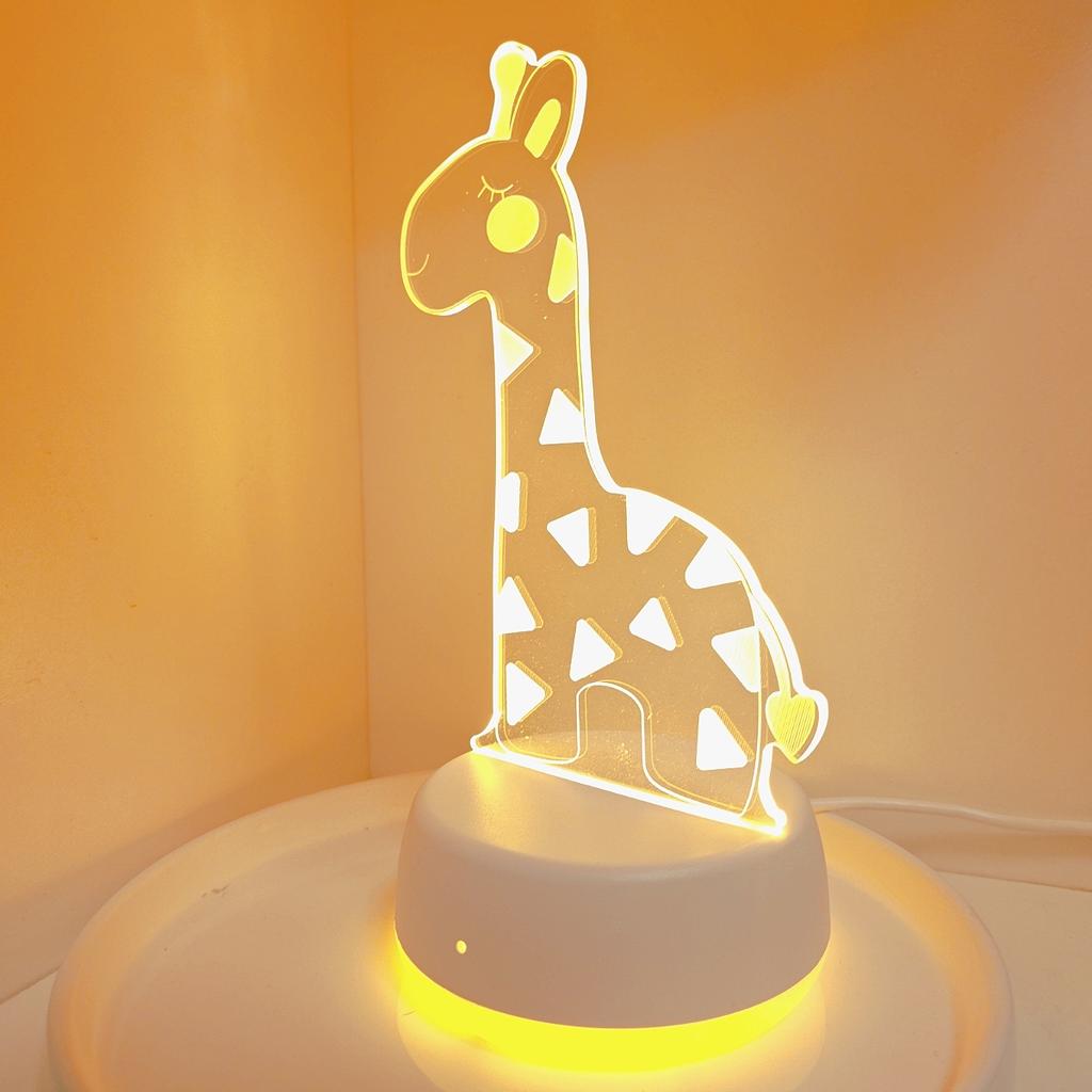 3D Ночник Жираф с питанием от USB - Теплый белый, идеально подходит для украшения спальни, вечеринок, дней рождения и праздничных подарков.