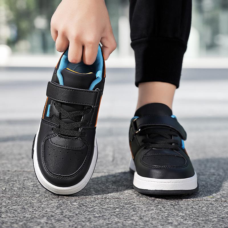 Детская мода Тренд Липучка Толстая подошва Повседневная обувь для скейтборда Уличная повседневная спортивная обувь Белая обувь