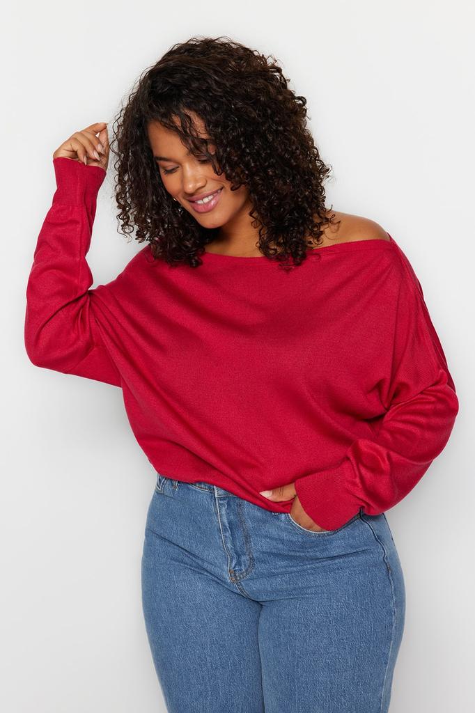 Женская мода, новый свитер большого размера, черный трикотаж с вырезом лодочкой, свитер