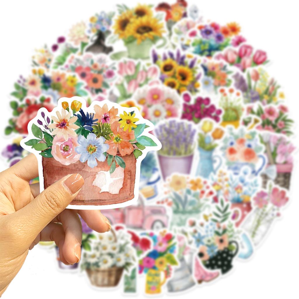 50 INS Flowers Graffiti Stickers Decorate Guitar Laptop Suitcase DIY Waterproof Stickers