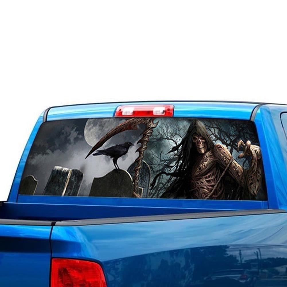Автомобили автозапчасти задний фургон лобовое стекло окно грузовик орнамент наклейка наклейка внедорожник страшный автомобиль череп