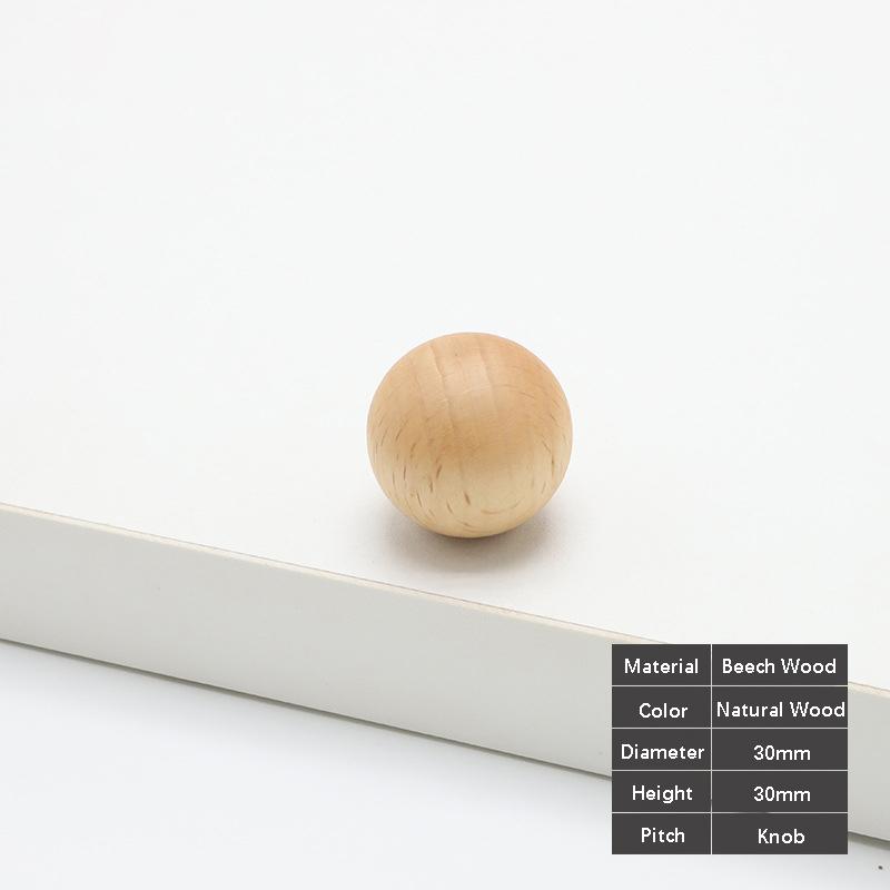 Wooden Door Handles Ball Knob Drawer Pulls Natural Beech Furniture Handles for Cabinets and Drawers Knobs Wardrobe Pulls