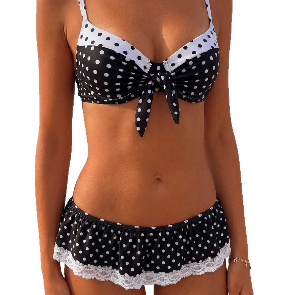 Bikini new European and American skirt suit, sexy women's swimsuit, new polka dot print swimsuit