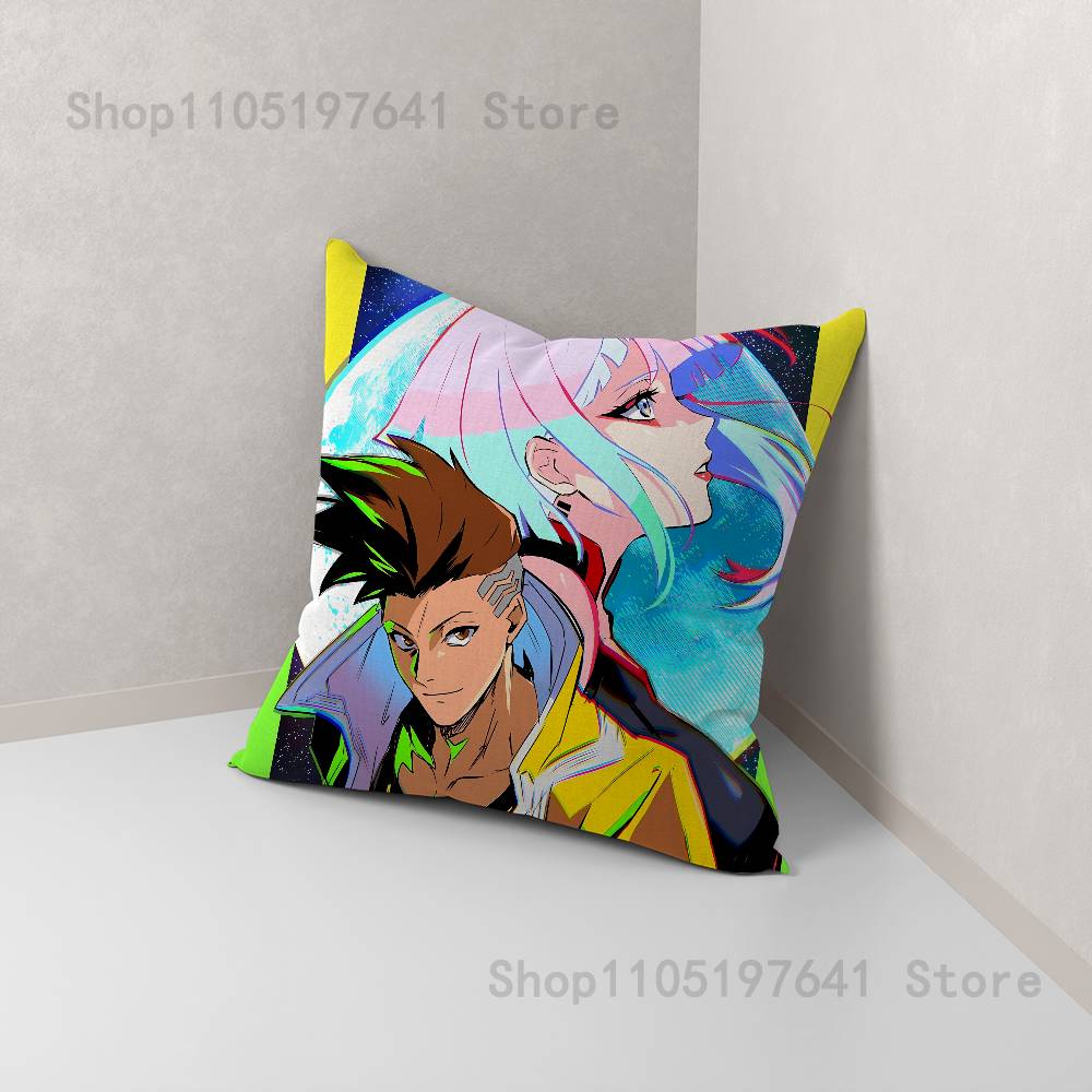 E-Edgerunners Game Cyberpunk (4) Pillow Case Plush Pillow Cases Home Decoration Pillow Cover for Sofa Bed Chair Living Room