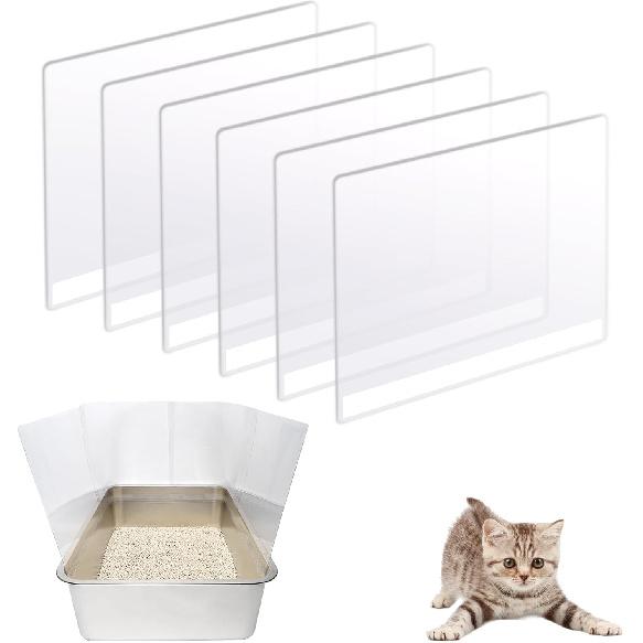 3PCS Cat Litter Box Pee Shields,Transparent Easy Clean Splash Guard for Open Top Litter Pan 14.5×11.5in- Litter Box Not Included(3PC)