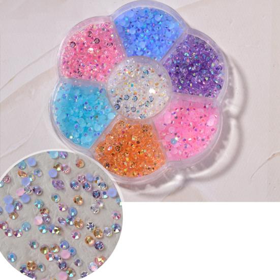 1 Box Nail Decals Cute 3D Effect Resin Nails Aurora Rhinestone Tools DIY