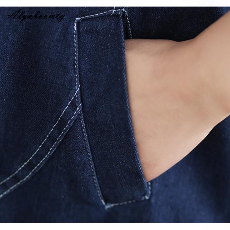 Корейский стиль плюс размер женский синий джинсовый сарафан подтяжки повседневное свободное однотонное платье миди без рукавов мешковатое универсальное платье с карманами