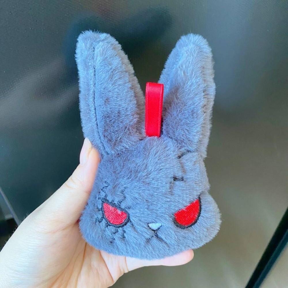 Fluffy Gothic Rabbit Compact Stitched Bunny Bag Pendant Halloween Plushie Goth Lovers