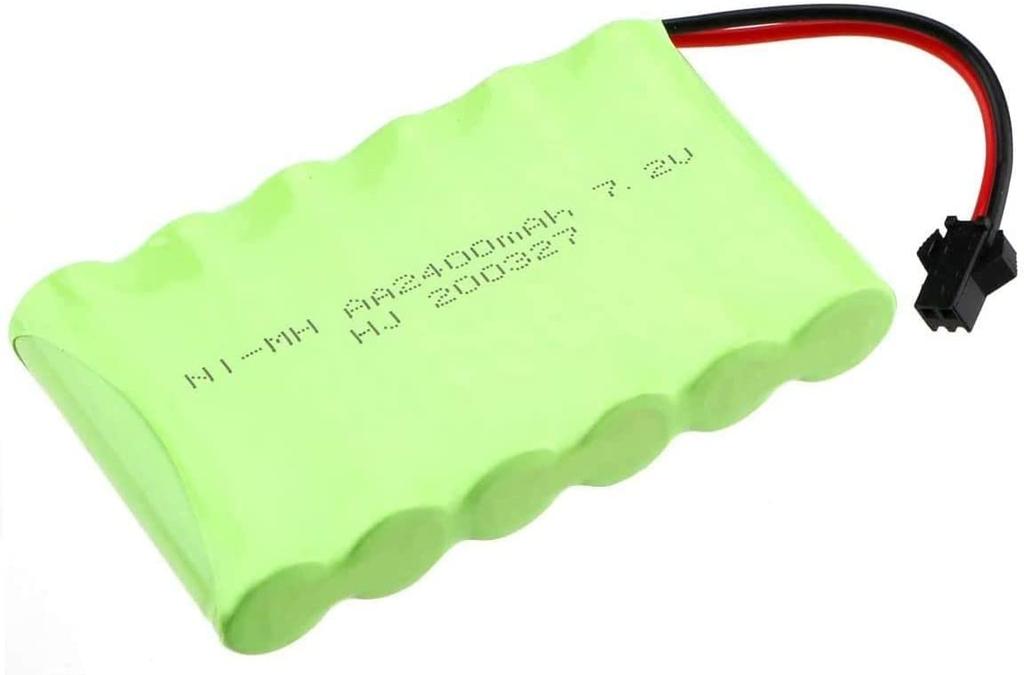 Ni-MH Аккумуляторный блок AA 7.2В 2400мАч Перезаряжаемый | Высокая емкость и оптимальная производительность | Совместим с радиоуправляемыми транспортными средствами, рок-краулерами – Зеленый