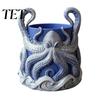 Fantasy Style Plant Container 3D Printed Octopus Planter with Tray, Unique Marine-Inspired Succulents Pot, Novelty Sea Monsters Decor Pot Drainage