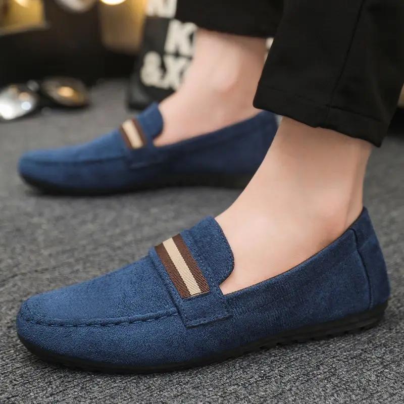 Casual Shoes for Men British Style Wear to Work Round Toe Sneakers Slip-on Soft Designer Luxury Low Price Breathable Man Shoe