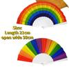 1pc Plastic Ribs Oriental Style Rainbow Silk Fabric Pocket Hand Fans Summer Party Favor -70