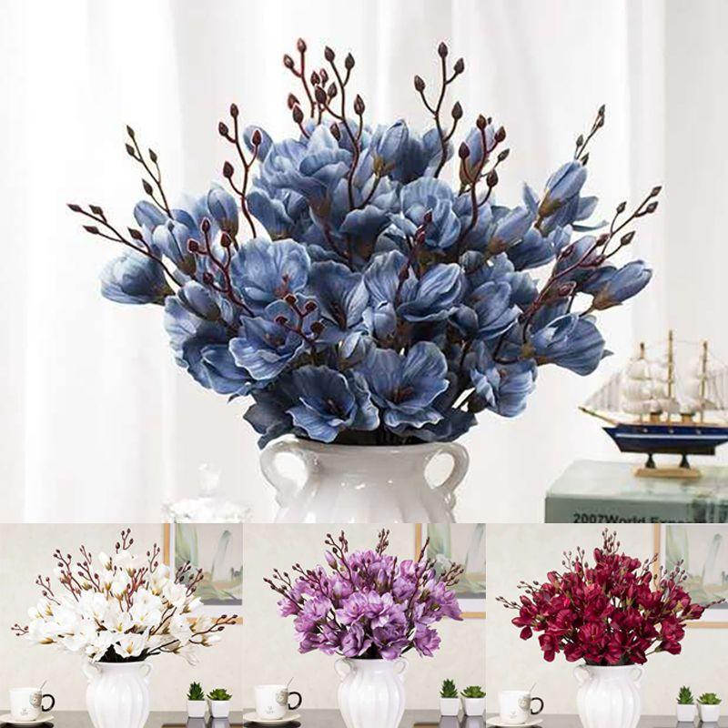 Elegant Realistic Faux Magnolia Silk Floral Bouquet For Wedding Decorations