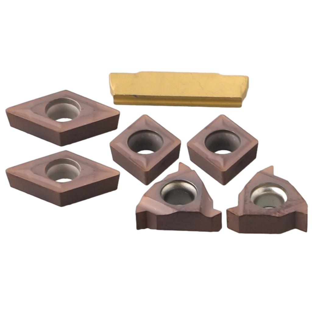 Набор из 7 твердосплавных пластин для держателя токарного инструмента с хвостовиком 10 мм CCMT060204/11IR/11ER