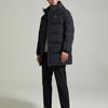 Anta FW22 Сплошной цвет с принтом логотипа, длинный пуховик на молнии с капюшоном, мужская верхняя одежда, черный 952247976-2