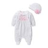 Newborn Infant Baby Girls Solid Ruffles Floral Romper Jumpsuit+Hat Outfits Sets