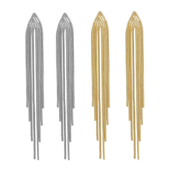 1 Pair Dangle Earrings Elegant Hypoallergenic Minimalism Temperament High Gloss Gift Fashion Jewelry Bohemian Metal Tassels Women Drop Earrings