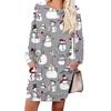 Женское модное платье с длинными рукавами, круглым вырезом и карманом с принтом «снежинки»