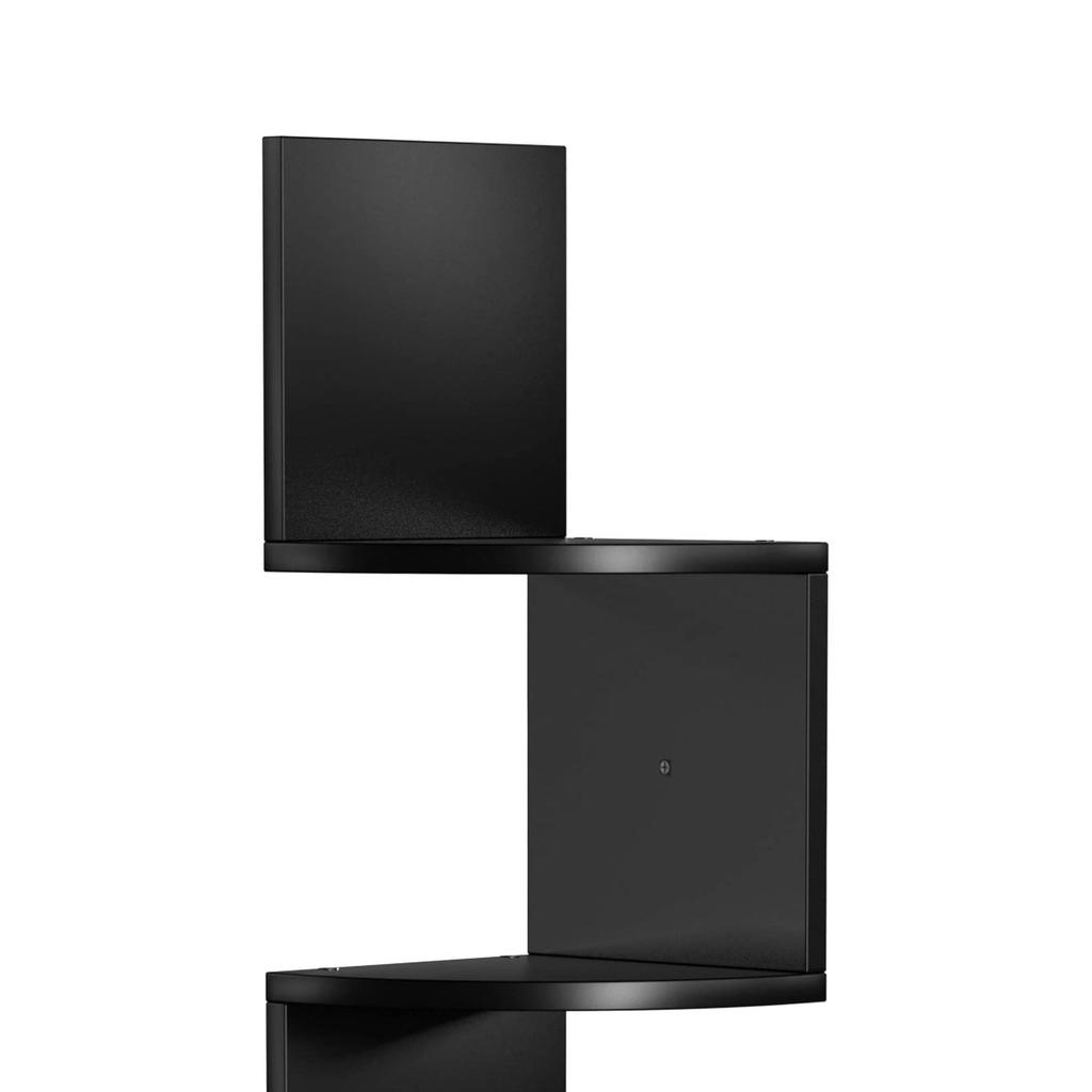VASAGLE 5-Tier Wall-Mounted Corner Shelf, Wooden Display Shelf, for Kitchen, Bedroom, Living Room, Study, Black