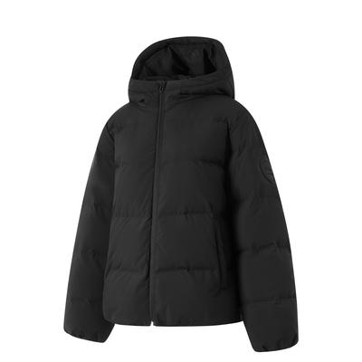 LiNing Sports Lifestyle Series Короткая куртка с капюшоном и длинным рукавом с буквенным принтом на молнии, женские куртки черного цвета AYMU040-4