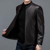 Куртка из натуральной кожи для мужчин, большого размера, для молодежи и среднего возраста, мужская куртка из овчины в корейском стиле, приталенная, свободная, с воротником-стойкой, кожаная куртка