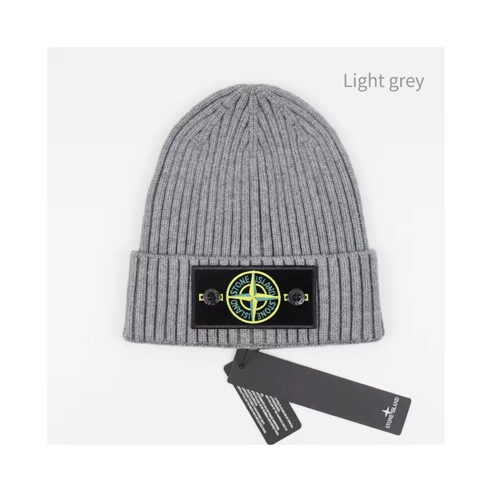 (серый) Шапка Stone Island Теплая Толстая Шапка С Отворотом Вязаная Эластичная Шапка-Бини
