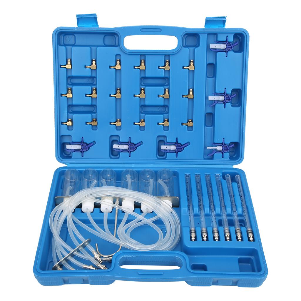 Diesel Flow Meter Adapter Set 6Cylinder Injector Detector Common Rail Leak Off Test Kit