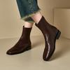 Женские короткие ботинки на низком каблуке осень и зима новые удобные и универсальные однотонные на толстом каблуке большого размера простые короткие ботинки